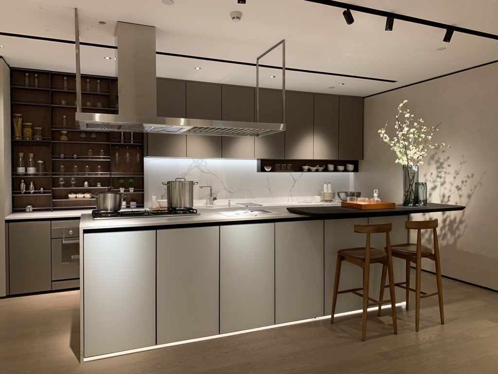 Modern Minimalist Kitchen Island Cabinet with Quartz Countertop | Custom Integrated Kitchen Cabinets