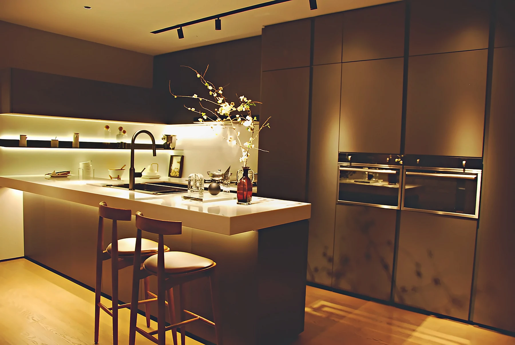 Kitchen and island display in the BOCARNI showroom